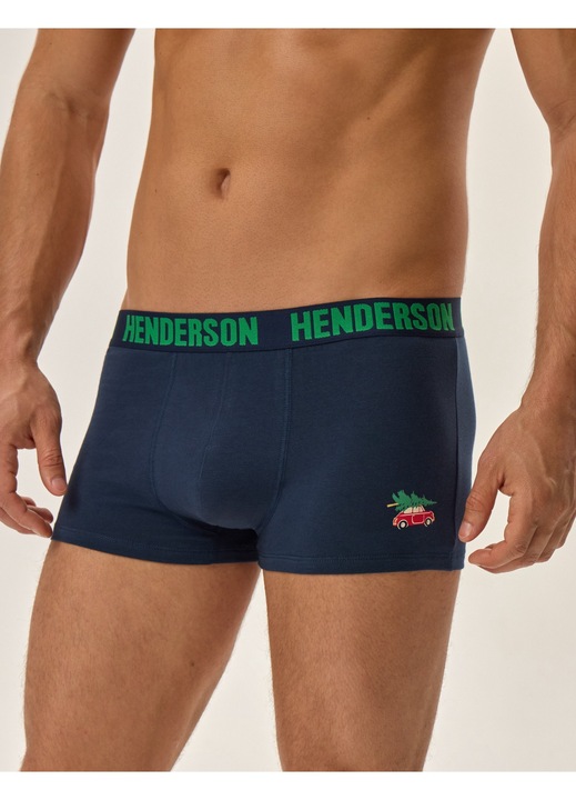 Комплект от 2 чифта мъжки боксерки, Henderson, Памук/Еластан, Синьо/Зелено