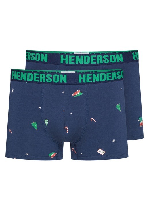 Set 2 perechi boxeri barbati Jury, Henderson, Bumbac/Elastan, Albastru/Verde, 3XL INTL