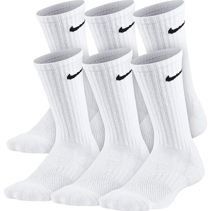 Комплект от 6 чифта спортни чорапи Nike Cushion Crew, памук, бели, 34-38