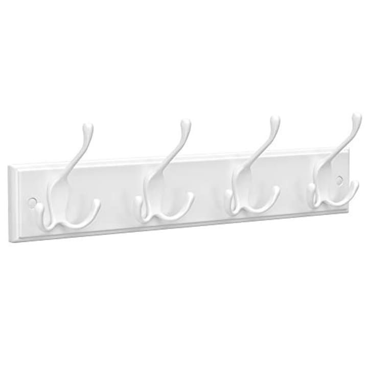 Akasztó, SONGMICS, falra szerelhető, 4 horog, fehér, 40x11x7cm