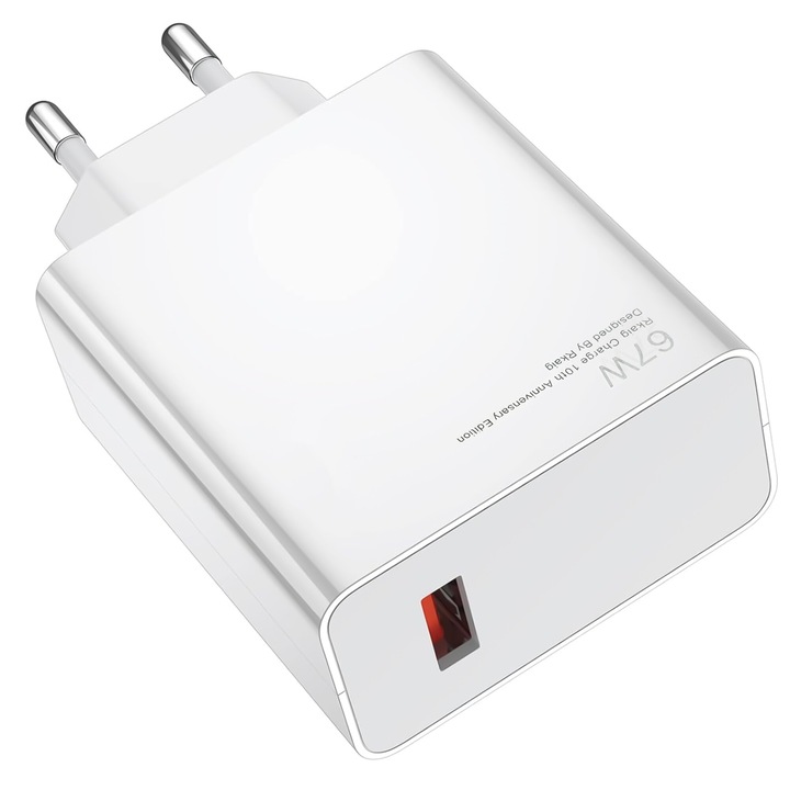 Hálózati töltő 67 W USB-A gyorstöltés kábel nélkül, Xiaomi kompatibilis