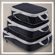 Set 3 huse organizare bagaj calatorie, Marvit, sistem compresie/extensie cu fermoar, Negru