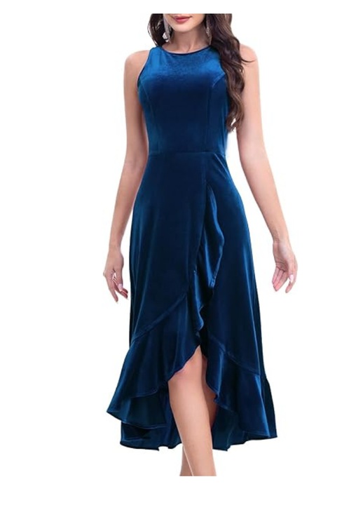 Rochie de seara, eleganta, Gardenwed, din catifea, marimea XL, albastru marin