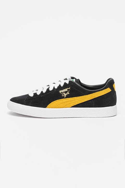 Puma, Велурени спортни обувки Clyde OG, Черен/Шафраново жълто/Бял