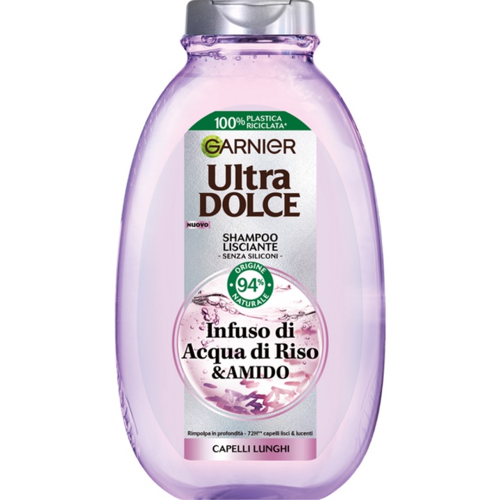 Sampon Garnier Ultra Dolce, cu apa de orez si amidon pentru par lung, 250 ml