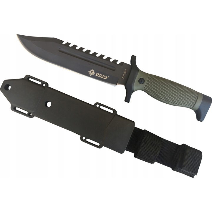 Cutit KANDAR tactic, 350mm, lama 180mm, maner din guma, set cu toc
