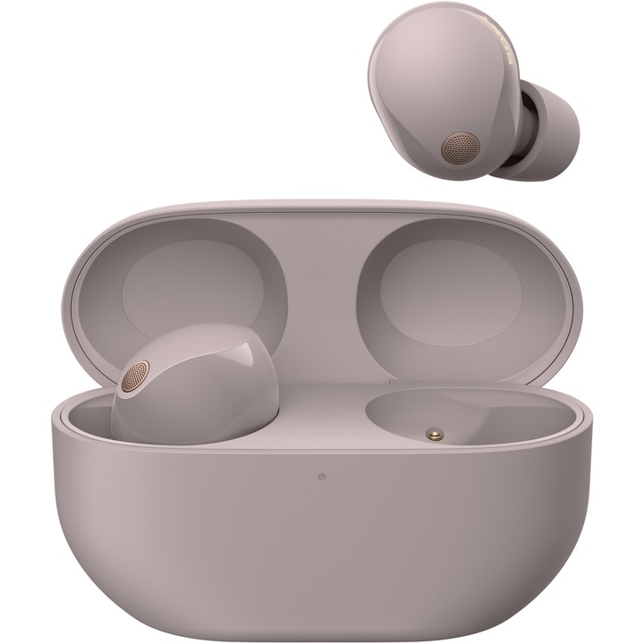 Слушалки In-Ear Sony WF-1000XM5P, True Wireless, Bluetooth, Noise cancelling, Микрофон, 24 часа автономност, Бързо зареждане, IPX4, Smoky Pink