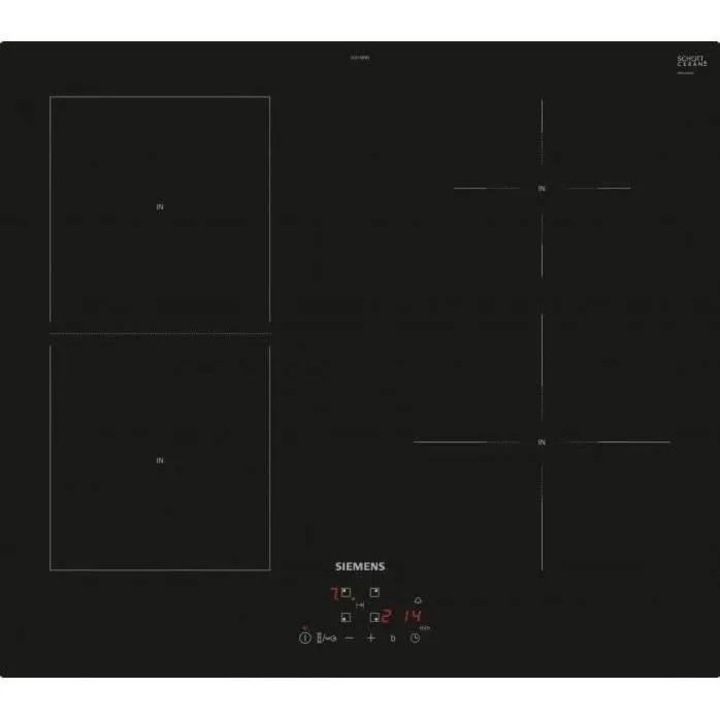 Котлон за вграждане Siemens EE611BPB5E IQ500, Bosch, Индукция, 4600 W, 4 зони за готвене, Touch Control, QuickStart, ReStart, PowerBoost, Таймер, 60 см, Черен