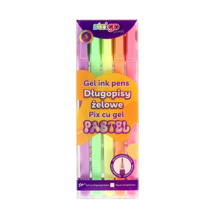 Гел химикал Strigo Pastel, 0.8 мм, 5 цвята/компл