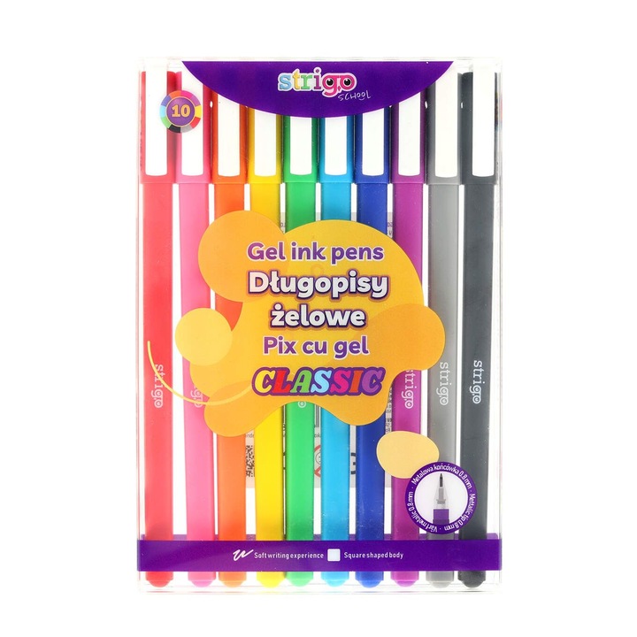 Гел химикал Strigo Classic, 0.8мм, 10 цвята/компл