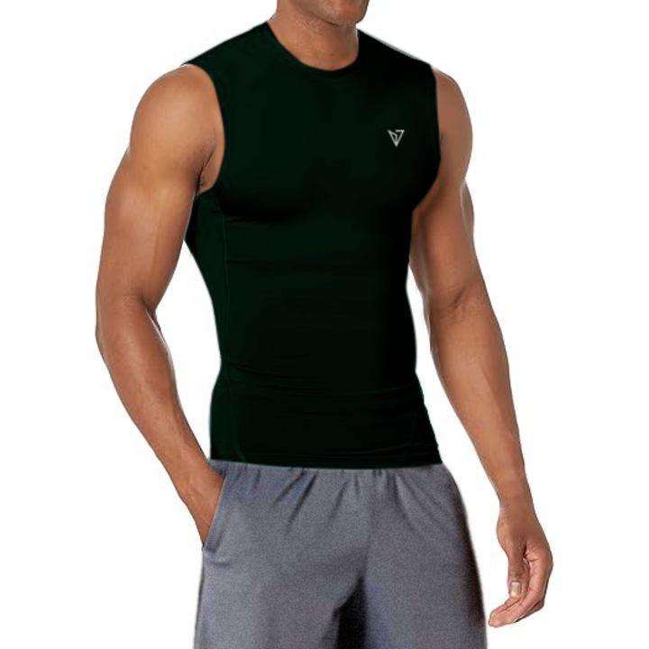 Maiou sport barbati, Magnetic North, izotermic de compresie, negru, poliester