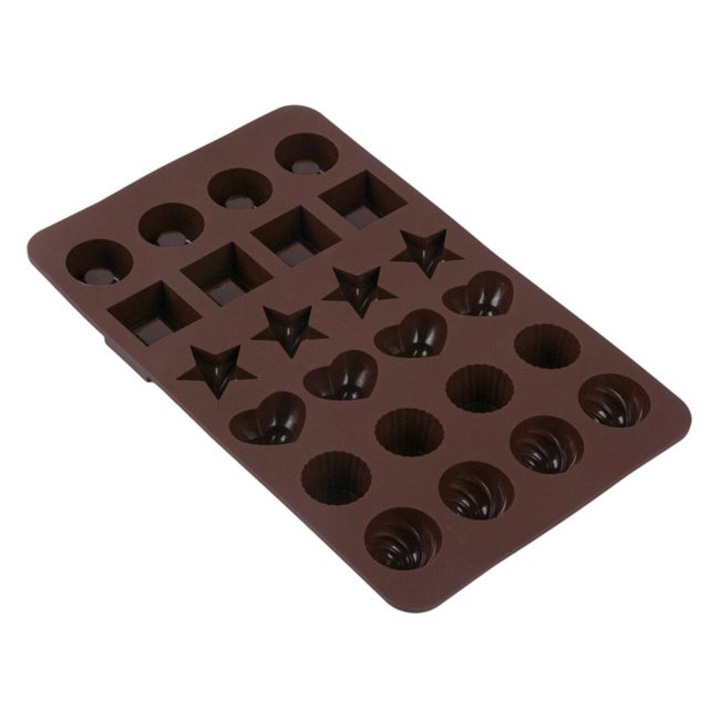 Forma din silicon Antbro® pentru 24 de praline, 6 modele diferite, 24x18.5x2.5cm
