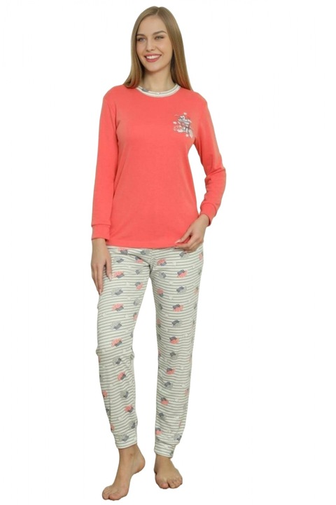 Дамска памучна пижама, щампа на любовния сладолед, corai 2053 7121, Оранжев
