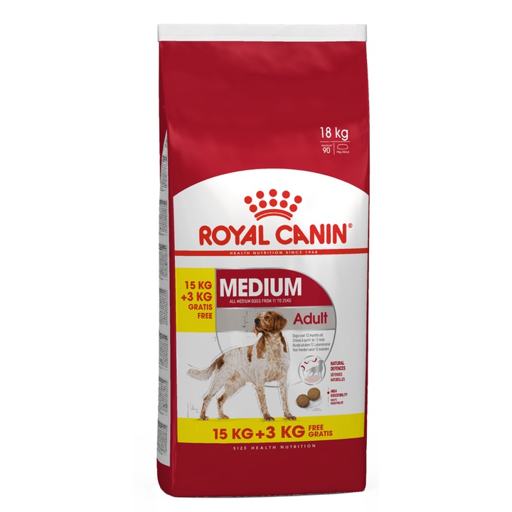 Hrana uscata pentru caini Royal Canin, Medium, Adult, 15kg + 3kg Gratis