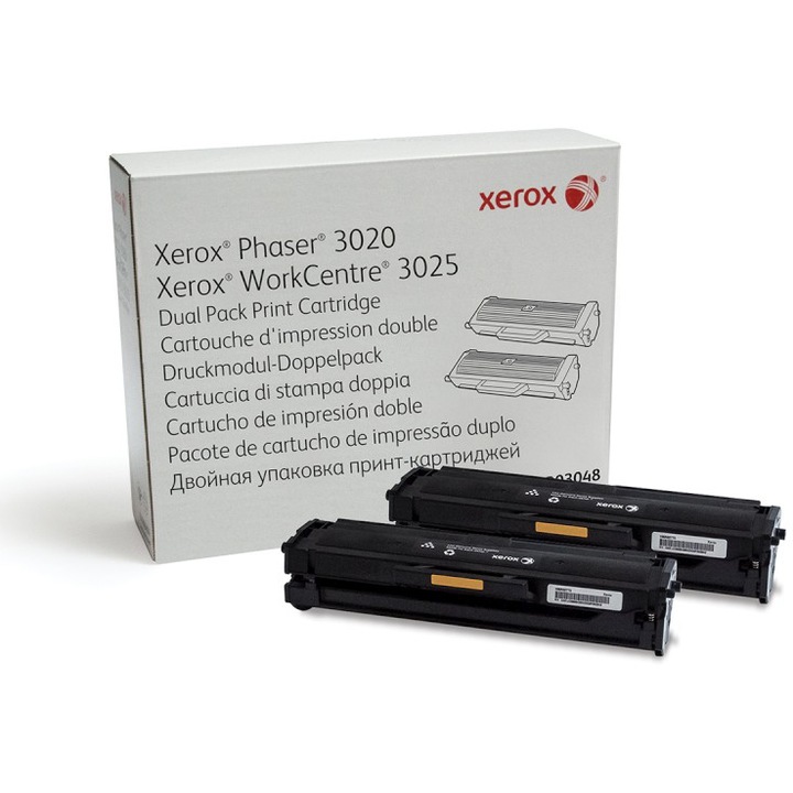 Toner XEROX pentru Phaser 3020/WorkCentre 3025, Dual pack, Black