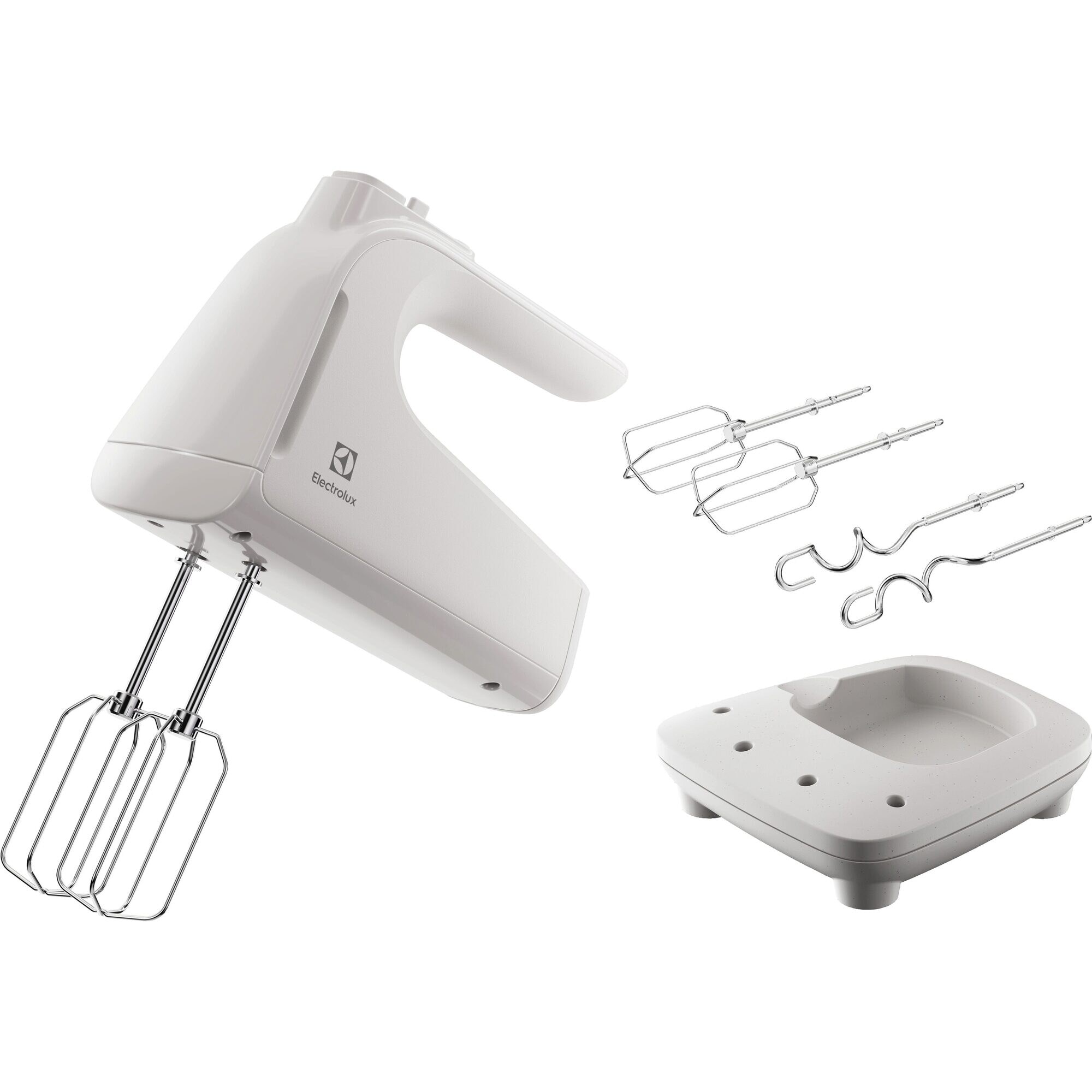 Mixer de mana Electrolux EHM4W, 500W, 5 viteze + Turbo, suport pentru mixer si accesorii, alb