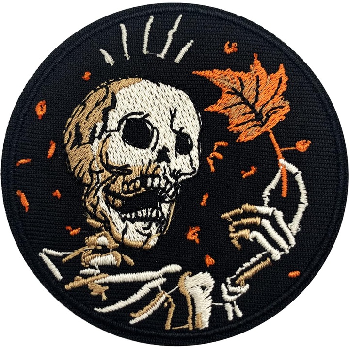 Petic textil brodat, Skeleton King, 7 cm, SA&SO General Store®