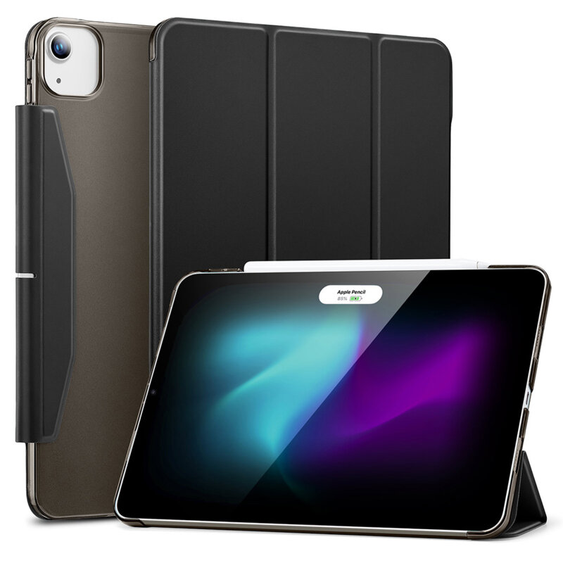Husa de protectie flip cover compatibila cu Apple iPad Air 13 2024, Ascend Trifold, inchidere magnetica si suport Pen, piele ecologica, Negru