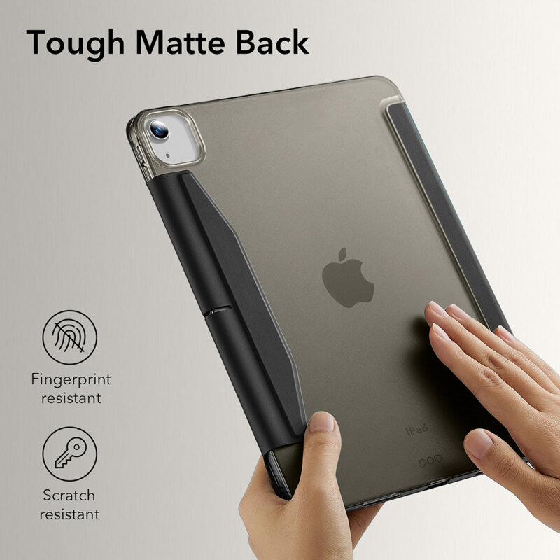 Husa de protectie flip cover compatibila cu Apple iPad Air 13 2024, Ascend Trifold, inchidere magnetica si suport Pen, piele ecologica, Negru