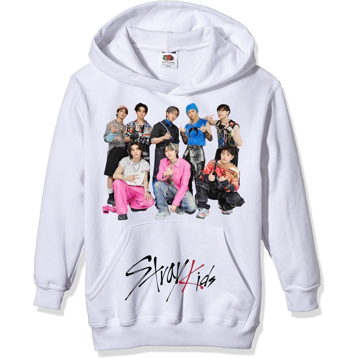 Hanorac personalizat stray kids stay kpop trupa, Unisex, Alb, S