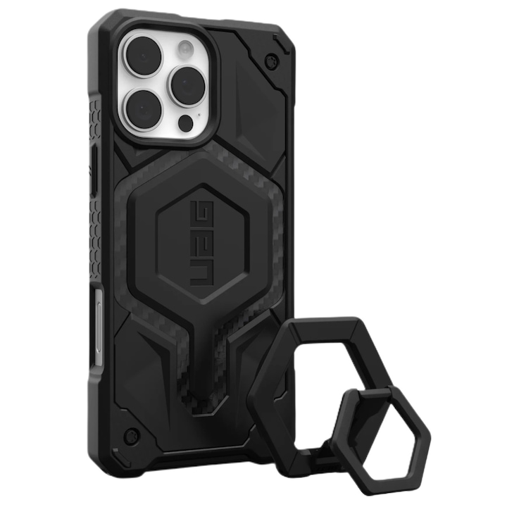 Предпазен калъф UAG Monarch Pro Magsafe Bundle за iPhone 16 Pro Max Carbon Fiber/Black Stand