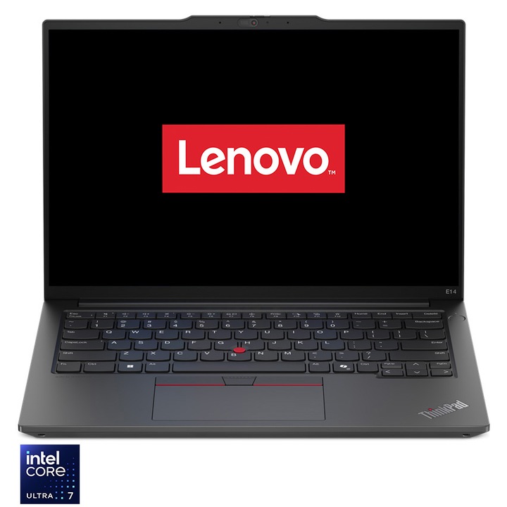 Laptop Lenovo ThinkPad E14 Gen 6 cu procesor Intel® Core™ Ultra 7 155U pana la 4.8 GHz, 14", WUXGA, IPS, 16GB DDR5, 1TB SSD, Intel® Graphics, No OS, Black, 3Y Onsite upgrade
