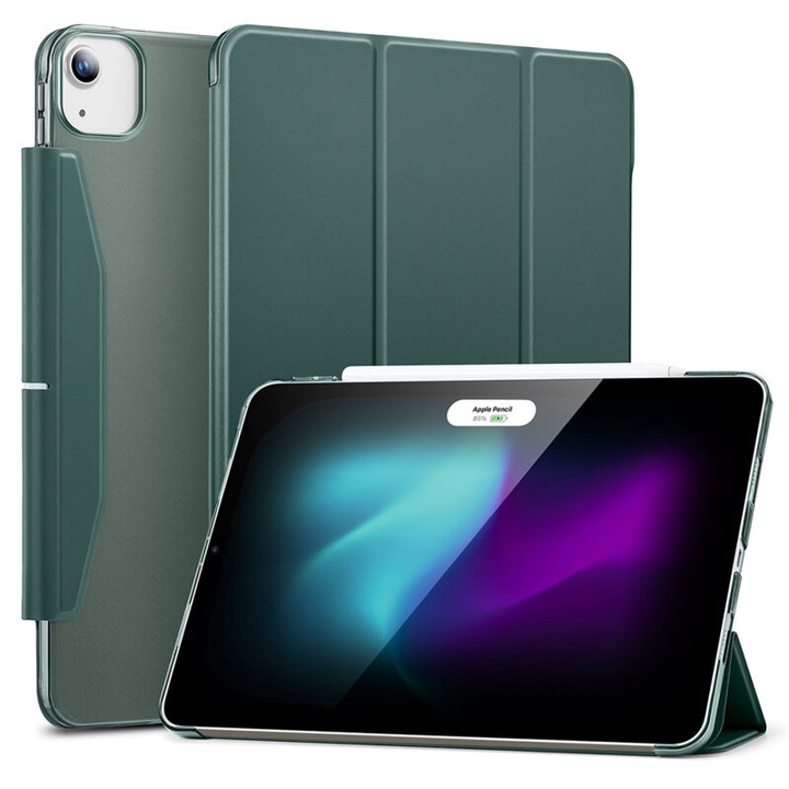 Защитен флип капак, съвместим с Apple iPad Air 13 2024, Ascend Trifold, магнитно затваряне и държач за писалка, екологична кожа, тъмнозелен