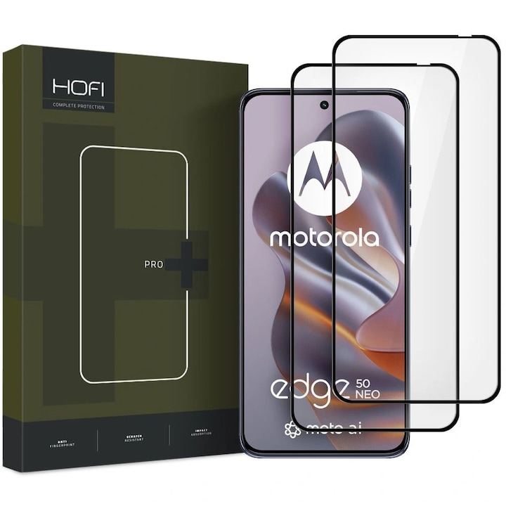 2 db védőfólia készlet, HOFI, edzett üveg, 9H keménység, Motorola Edge 50 Neo-hoz, átlátszó / fekete
