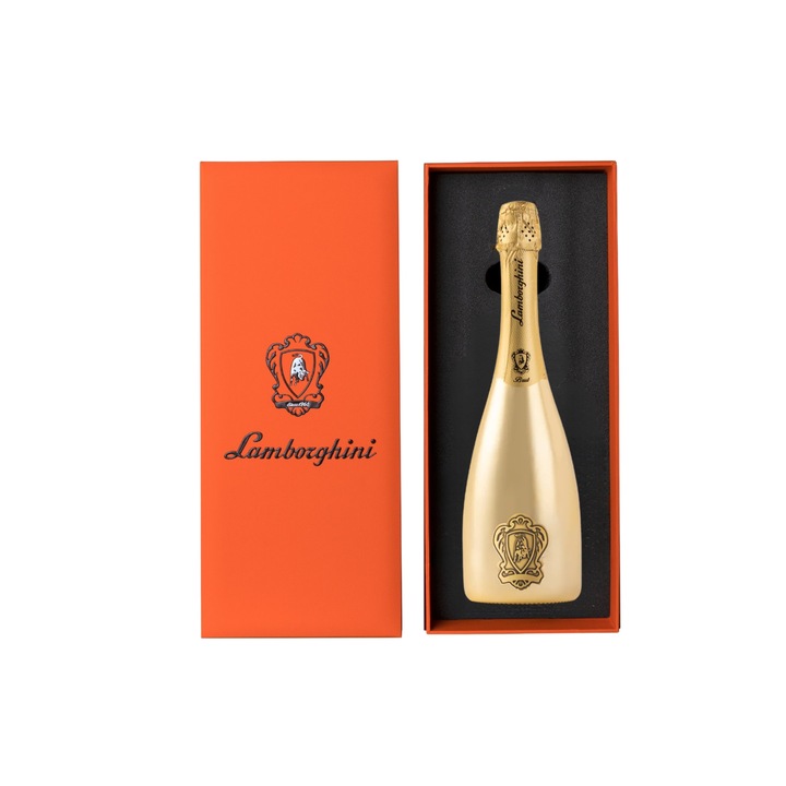 Пенливо вино Lamborghini Gold, Брут, 750мл, Пино Шардоне, с подаръчна кутия