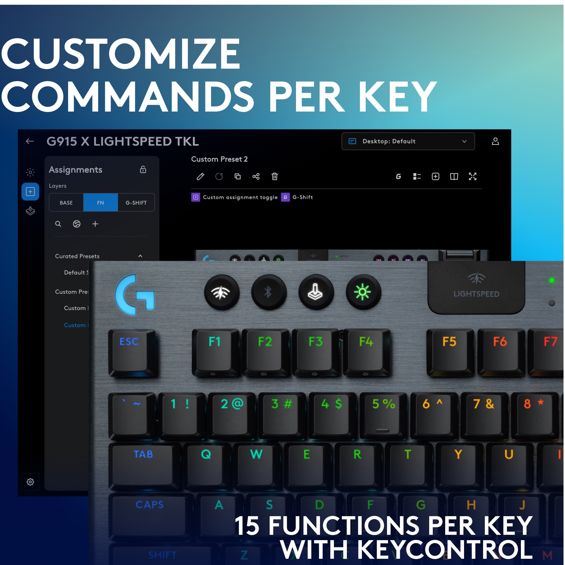 Tastatura Mecanica Gaming Logitech G915 X TKL, Clicky, LightSpeed