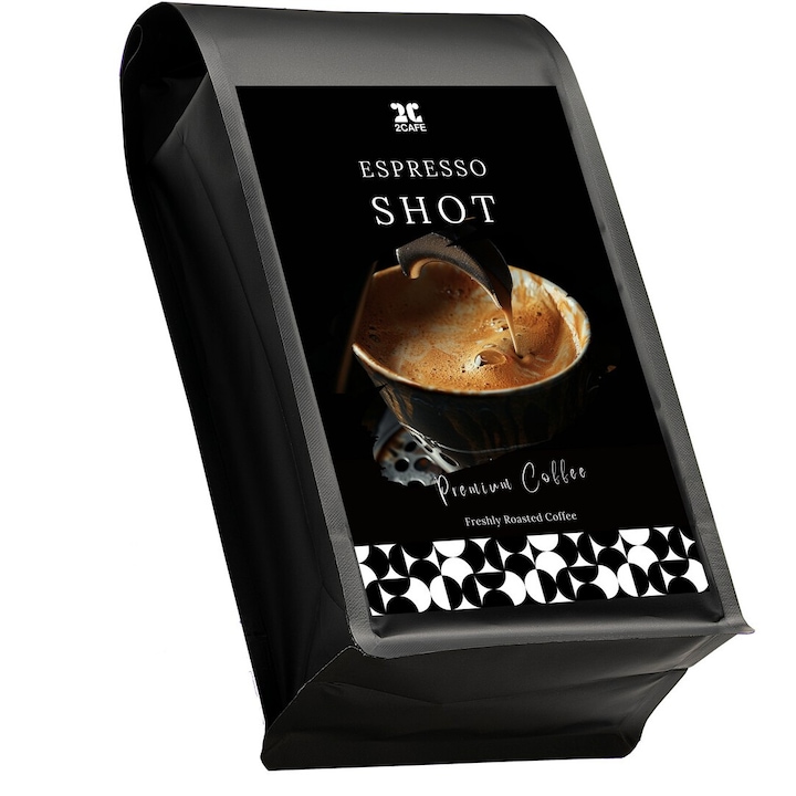 Cafea Espresso Shot - Amestec Brazilia, Honduras si Robusta India - Boabe 1kg - Continut ridicat de cofeina, ideal pentru espressoare si moka pot