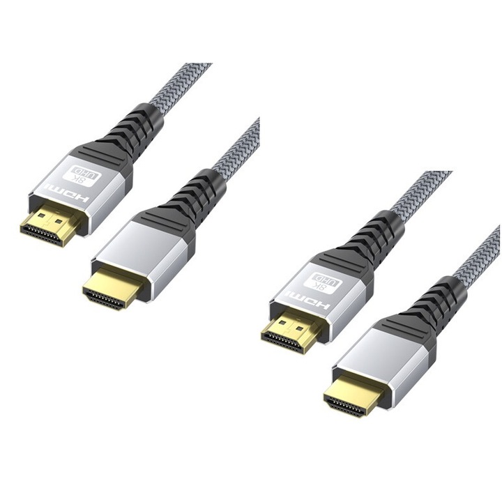 HDMI-kábel 8K 10k 4K 2.1 2 csomag 2 méter 48 Gbps nagy sebességű HDMI fonott kábel