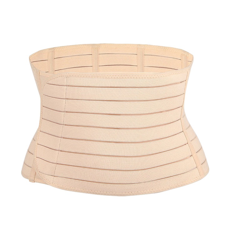 Centura postnatala abdominala, material poliester, elastica, crem, 95x23cm, marime universala