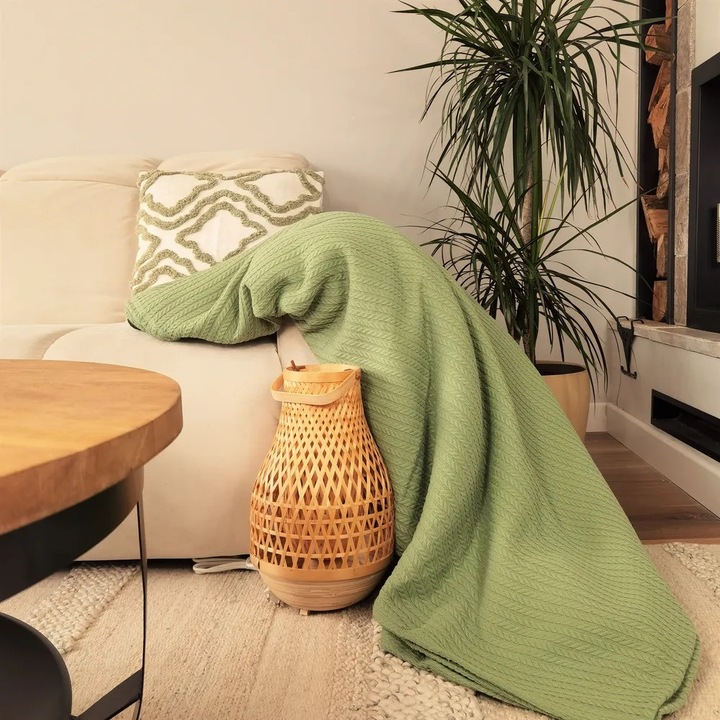 Kotonia Otthoni takaró - Pique, 220x240 cm, 100% pamut, mentazöld