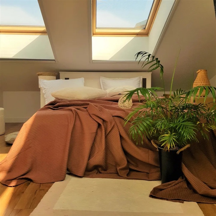 Одеяло Kotonia Home - Пике, 220x240 см, 100% памук, шоколад