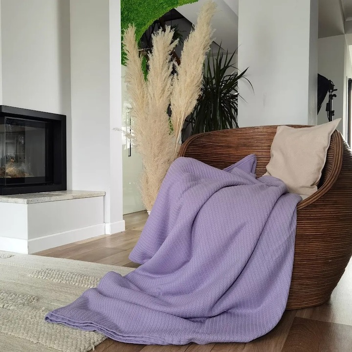 Одеяло Kotonia Home - Пике, 220x240 см, 100% памук, лилаво