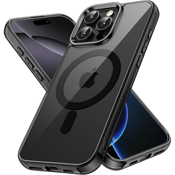Tokok iPhone 16 Pro Max készülékhez MagSafe Crystal Clear Back sorozattal - fekete