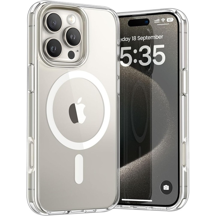 Huse pentru iPhone 16 Pro cu MagSafe Crystal Clear Back Series - transparent