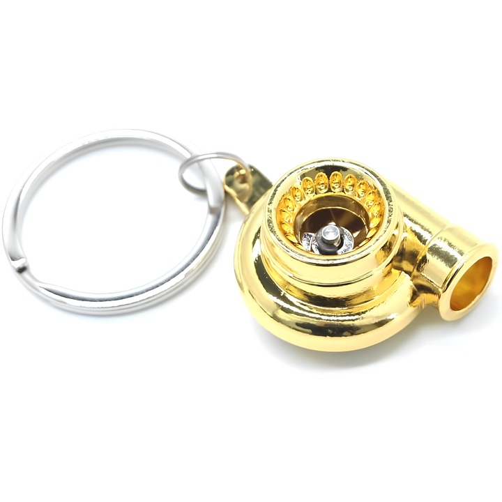 Breloc Turbina, Chei Auto / Moto / Casa / Garaj, Piese in miscare, Metalic, Auriu