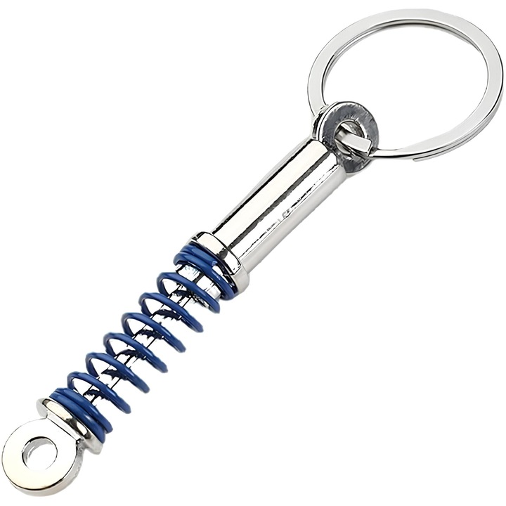 Breloc Amortizor, Chei Auto / Moto / Casa / Garaj, Piese in miscare, Metalic, Albastru