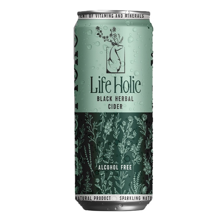 Alkoholmentes almabor Life Holic, fekete fűszernövények, hozzáadott cukor nélkül, doboz 0,25 l x 12 db