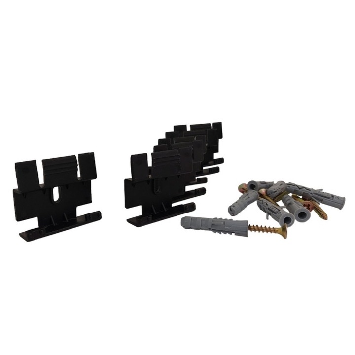 Cleme pentru plinta polimer Amber/Topaz, C11, PVC, negru, set 20 buc