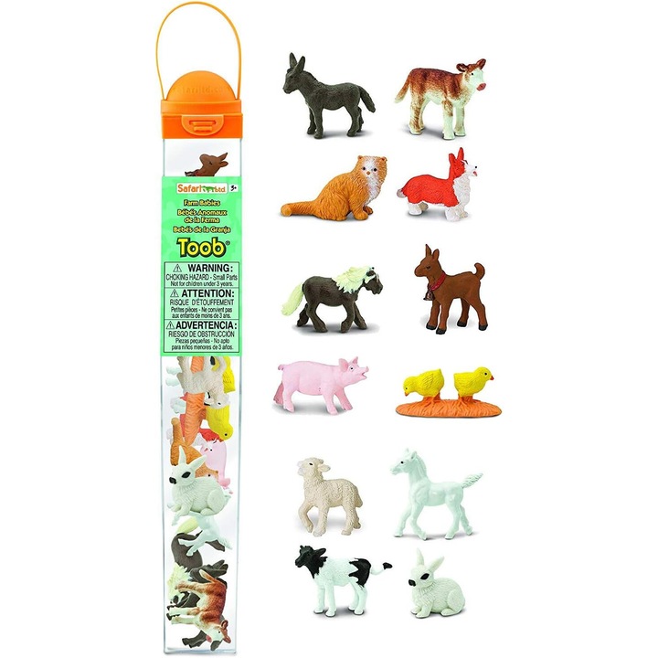 Комплект фигурки Малки селскостопански животни, Сафари, 12 броя, реалистични детайли, 4x4x32.5см