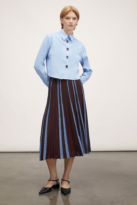 Motivi, Camasa crop cu nasturi cu strasuri, Albastru deschis