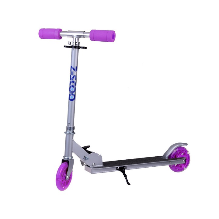 Összecsukható roller világító kerekekkel - lila kerékkel és markolattal
