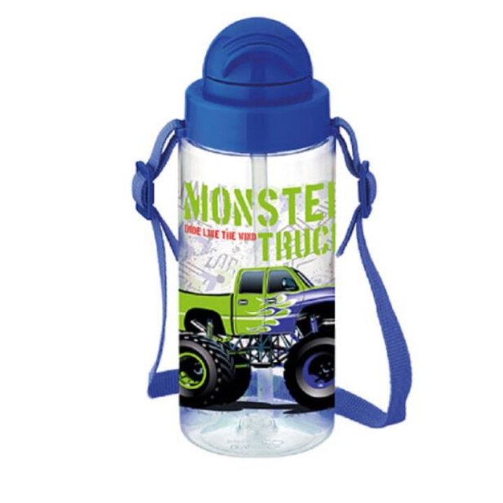 Monster truckos szívószálas gyerek kulacs