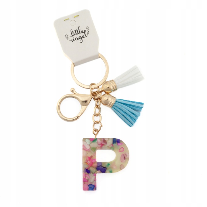 Акрилен ключодържател, Ангелче, B1276, многоцветен, буква P