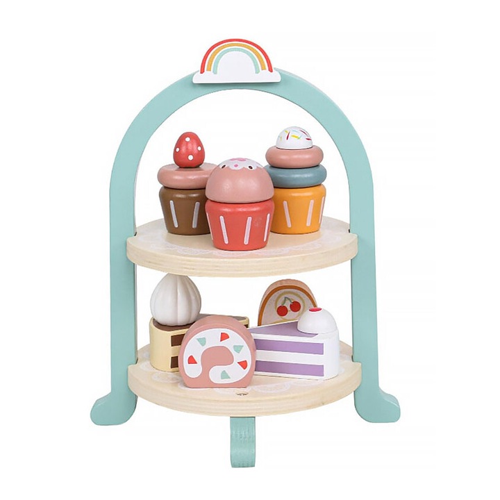 Platou din lemn, vesela, biscuiti, material lemn, multicolor