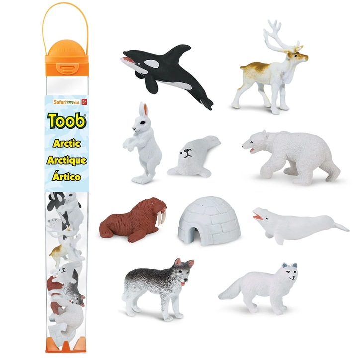 Set Figurine Animale Arctice, Safari, 10 figurine, detalii realiste, multicolor