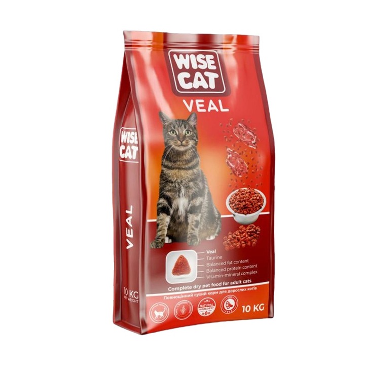 Wise суха храна за котки с телешко 10 кг